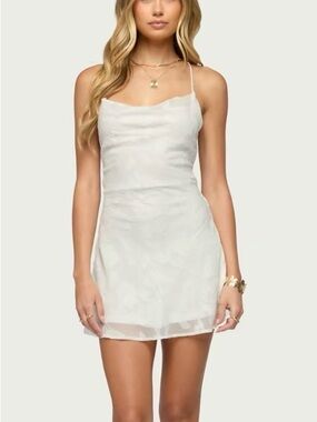 Floral Embroidered Chiffon Backless Mini Dress